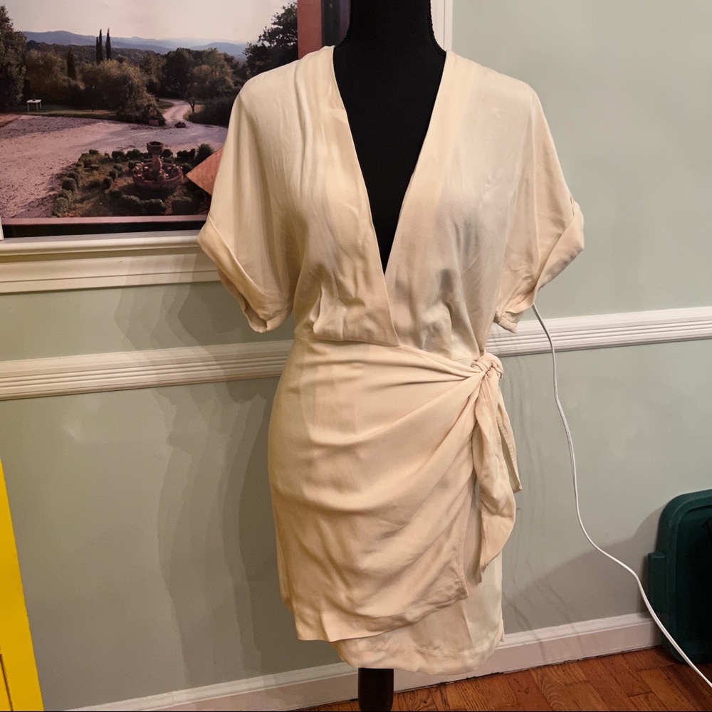 Stockholm Atelier cream wrap dress NWT